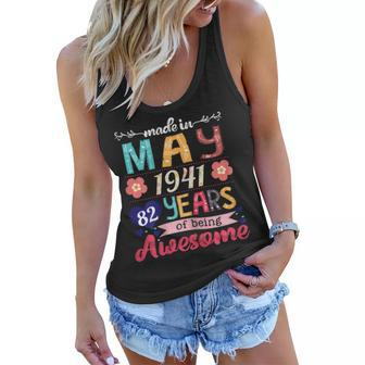 Womens Made In May 1941 82 Years Being Awesome 82Nd Birthday Women Flowy Tank | Mazezy