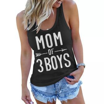 Womens Mom Of 3 Boys - Funny Cute Mothers Day Gift For Mom Women Flowy Tank | Mazezy