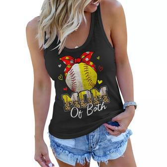 Womens Mom Of Both Baseball And Softball Mom Mothers Day Women Flowy Tank | Mazezy