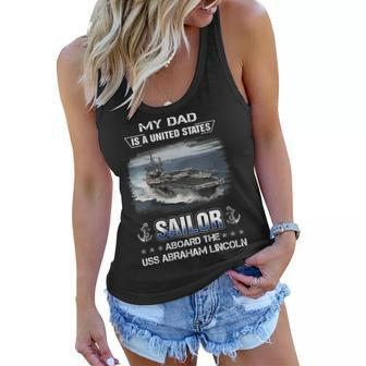 Womens My Dad Is A Sailor Aboard The Uss Abraham Lincoln Cvn 72 Women Flowy Tank - Seseable
