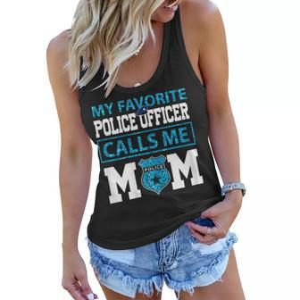 Womens My Favorite Police Officer Calls Me Mom Mother Day Shirt Women Flowy Tank | Mazezy