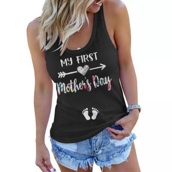 Womens My First Mothers Day Pregnancy Announcement Mom To Be 2021 Women Flowy Tank - Thegiftio UK