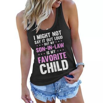 Womens My Son In Law Is My Favorite Child Mothers Day Funny Mom Women Flowy Tank | Mazezy