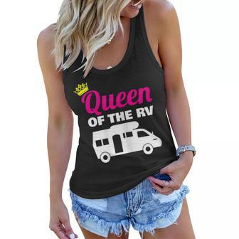 Womens Queen Of The Rv Camping Camper Vacation Gift Women Flowy Tank - Seseable