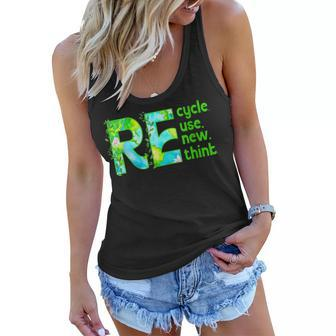 Womens Recycle Reuse Renew Rethink Outfit For Earth Day 2023 Women Flowy Tank | Mazezy