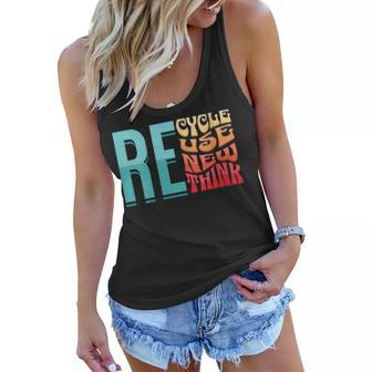Womens Recycle Reuse Renew Rethink Vintage Environmental Activism Women Flowy Tank | Mazezy