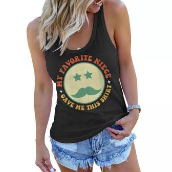Womens Retro Hippie Face Fathers Day My Favorite Niece Gave Me This Women Flowy Tank - Thegiftio UK