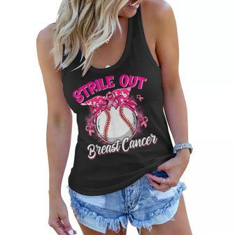 Womens Strike Out Breast Cancer Awareness Baseball Fighters Women Flowy Tank | Mazezy