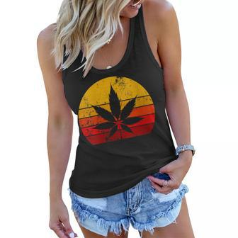 Womens Sun Vintage Marijuana Weed Cannabis Leaf Retro Doobies Cool Women Flowy Tank | Mazezy AU