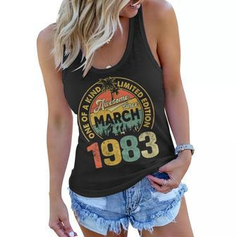 Womens Vintage 40 Year Old March 1983 Limited Edition 40Th Birthday Women Flowy Tank | Mazezy