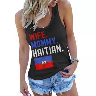 Womens Wife Mommy Haitian Haiti Flag Mom Mothers Day Women Flowy Tank - Thegiftio UK