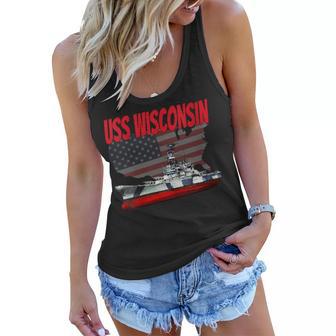 Womens Ww2&Cold War Veteran Battleship Uss Wisconsin Bb-64 Boy Kids Women Flowy Tank - Seseable