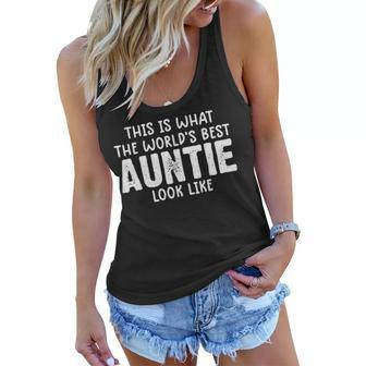 Worlds Best Auntie Funny Auntie From Niece Women Flowy Tank - Seseable