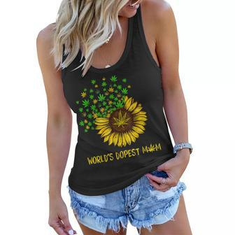Worlds Dopest Mom Sunflower Weed Women Flowy Tank | Mazezy