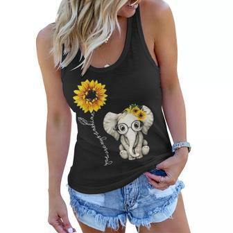 You Are My Sunshine Hippie Sunflower Elephant Gift Friend Women Flowy Tank - Seseable