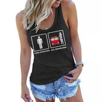 Your Husband My Husband Firefighter Thin Red Line Wife Gift Women Flowy Tank - Seseable