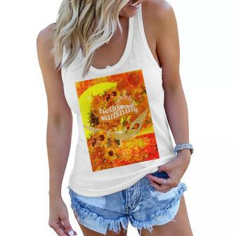 Aesthetic Sunshine Sunflower Garden Lake Sunrise Sunset Women Flowy Tank | Mazezy