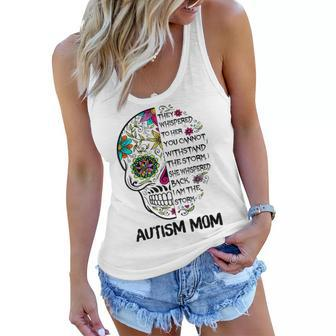 Autism Mom Skull They Whispered To Her You Cannot Withstand Women Flowy Tank | Mazezy