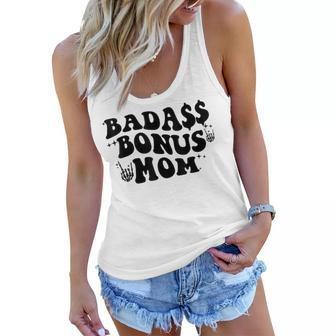 Badass Bonus-Mom Funny Stepmom Bonus Mama Mothers Day Groovy Women Flowy Tank - Thegiftio UK
