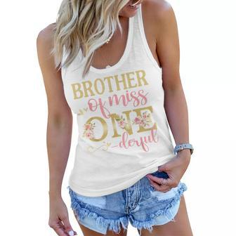 Brother Of Little Miss Onederful Birthday 1St Family Party Women Flowy Tank - Seseable