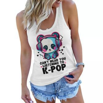 Cant Hear You Listening Kpop Panda Merch K-Pop Merchandise Women Flowy Tank | Mazezy