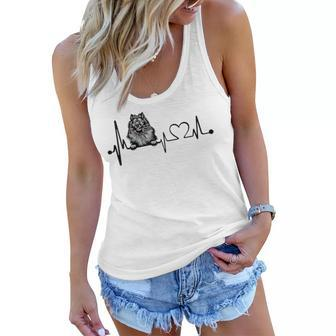 Cute Funny Keeshond Mom Mama Lovers Owner Heartbeat Gift For Womens Women Flowy Tank | Mazezy CA