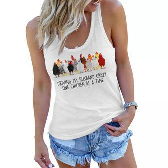 Driving My Husband Crazy One Chicken At A Time Women Flowy Tank | Mazezy