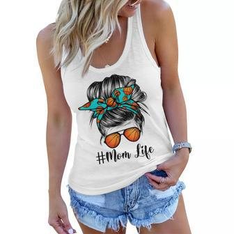 Dy Mom Life Basketball Mothers Day Messy Bun Gift For Womens Women Flowy Tank | Mazezy