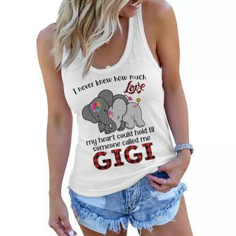 Elephant Mom I Never Knew How Much My Heart Could Hold Til Someone Called Me Gigi Women Flowy Tank - Thegiftio UK