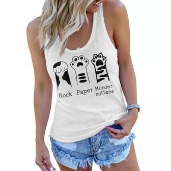 Funny Cat Paws Rock Paper Scissors Gift For Womens Women Flowy Tank - Thegiftio UK