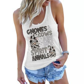 Funny Cow For Women Gnomes & Cows Are My Spirit Animal Women Flowy Tank | Mazezy