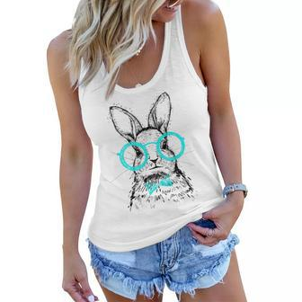 Funny Cute Bunny With Glasses Hipster Stylish Rabbit Women Women Flowy Tank | Mazezy