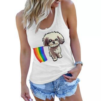 Gay Pride Flag Shih Tzu For Dogs Lovers Owners Women Flowy Tank - Thegiftio UK