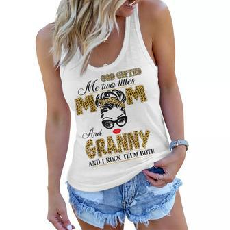 God Gifted Me Two Title Mom And Granny Leopard Mothers Day Women Flowy Tank | Mazezy