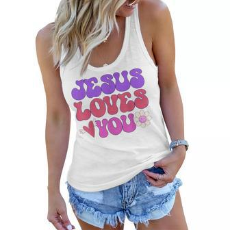Groovy Christian Jesus Loves You 70S Hippie Women Flowy Tank | Mazezy AU