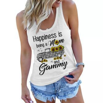 Happiness Is Being A Mom And Gammy Sunflower Gift Women Flowy Tank | Mazezy