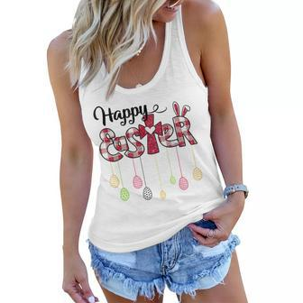 Happy Easter Day Christian Religious Jesus Cute Bunny Egg Women Flowy Tank - Seseable