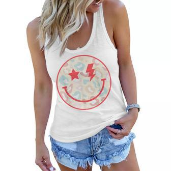 Happy Face Floral Preppy Aesthetic Smiling Face Women Flowy Tank | Mazezy