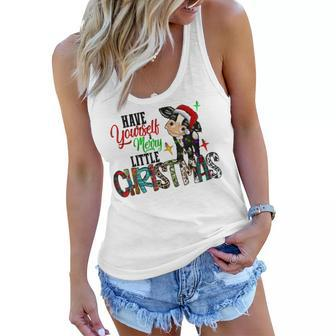 Have Yourself Merry Little Christmas Cow Lover Heifer Xmas Women Flowy Tank | Mazezy