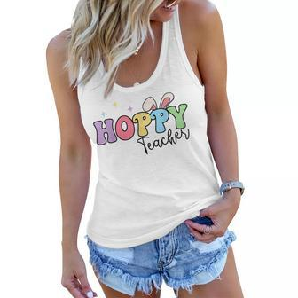 Hoppy Teacher Easter Bunny Ears Funny Egg Boys Girls Women Flowy Tank | Mazezy