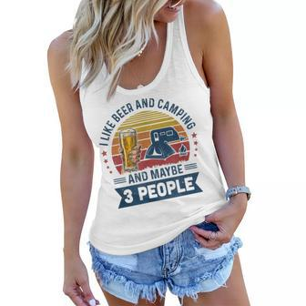 I Like Beer And Camping Maybe 3 People Vintage Women Flowy Tank - Seseable
