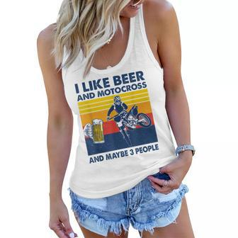 I Like Beer And Motocross And Maybe 3 People Vintage Women Flowy Tank - Seseable