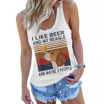 I Like Beer And My Beagle And Maybe 3 People Women Flowy Tank - Seseable