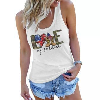 I Love My Soldier Military T Military Army Wife Women Flowy Tank - Seseable