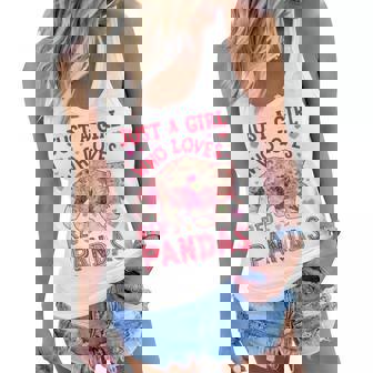 Just A Girl Who Loves Red Pandas Panda Silhouette Flower Women Flowy Tank | Mazezy