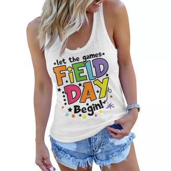 Let The Games Field Day Begin 2023 Kids Boys Girls Teachers Women Flowy Tank - Thegiftio UK