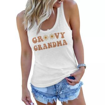 Matching Grandpa And Grandma Groovy Grandma Happy Face Women Flowy Tank | Mazezy