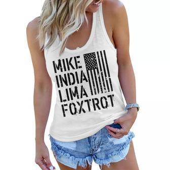 Mike India Lima Foxtrot Hot Mom Muscle Mommy American Flag Women Flowy Tank | Mazezy