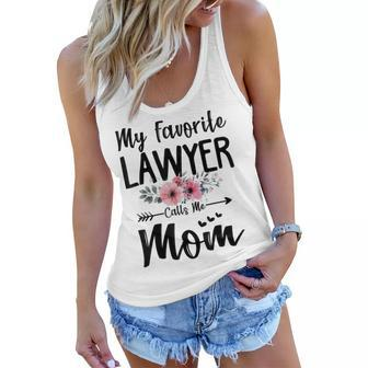 My Favorite Lawyer Calls Me Mom Flowers Mothers Day Gift Women Flowy Tank - Thegiftio UK
