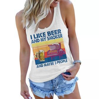 Original I Like Beer And My Smoker And Maybe 3 People Women Flowy Tank - Seseable